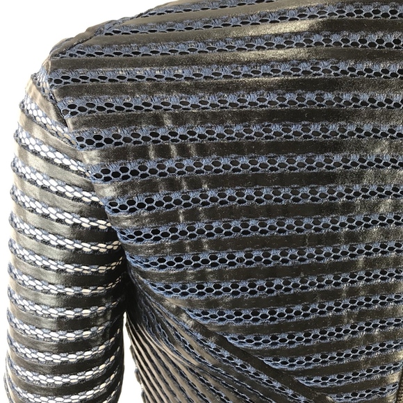 Maje Roybridge Blue Black Ribbon Mesh Dress - Picture 8 of 8